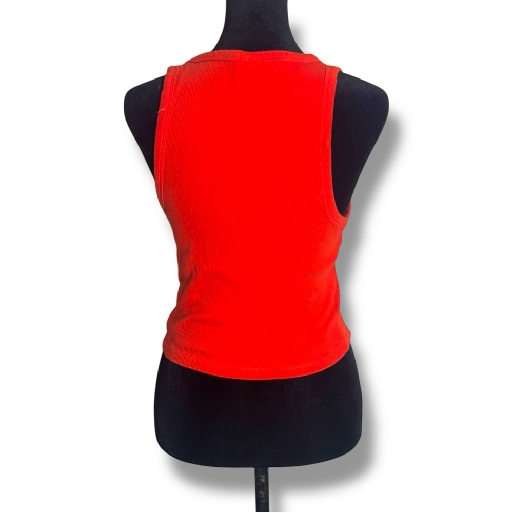 Bershka Vibrant Red Ribbed Slim Fit Crewneck Sleeveless Casual Tank Top - Picture 4 of 13